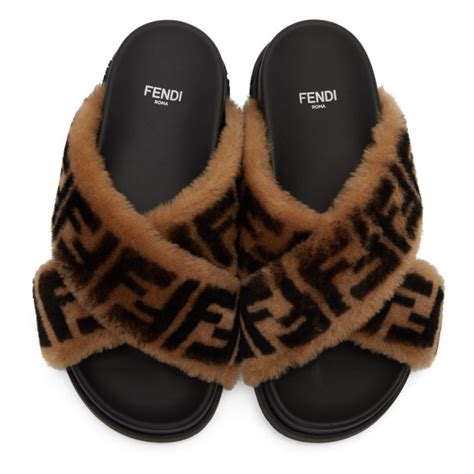 fendi denim slides|fendi shearling slides.